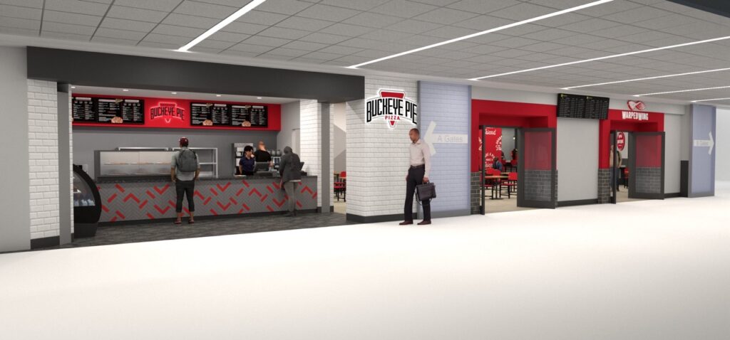 Corridor view rendering of new concessions at DAY